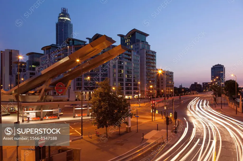 Vauxhall junction at night,London,England