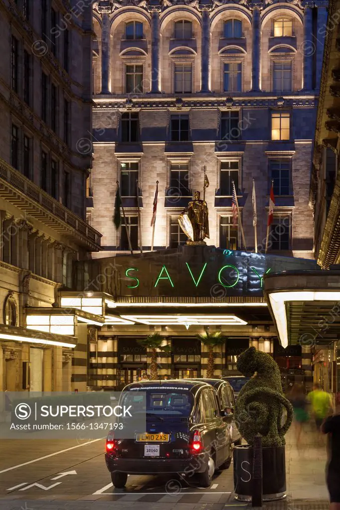 The Savoy Hotel at night,London,The Strand.