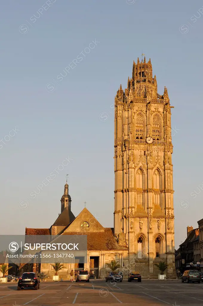 eglise de la Madeleine,Verneuil-sur-Avre,departement de l'Eure,region Haute-Normandie,France,Europe/tower of Magdalene church, Verneuil-sur-Avre,Eure ...