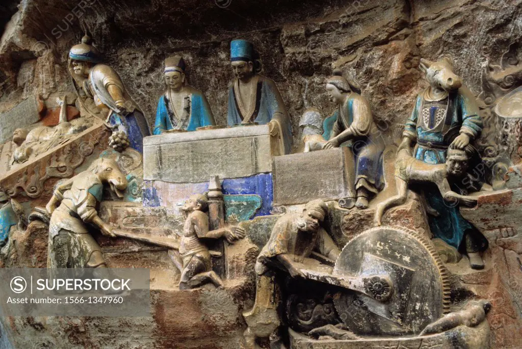 CHINA, DAZU, VALLEY OF THE BUDDHAS, STONE CARVINGS.