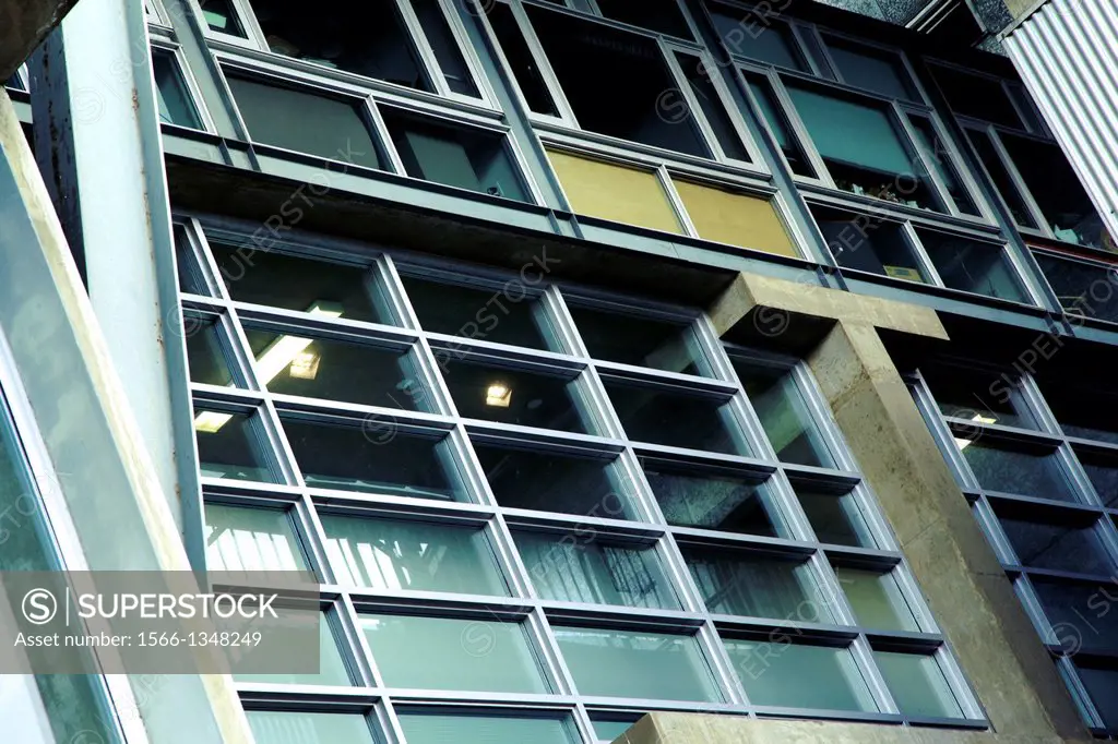 square side of pane in business center.