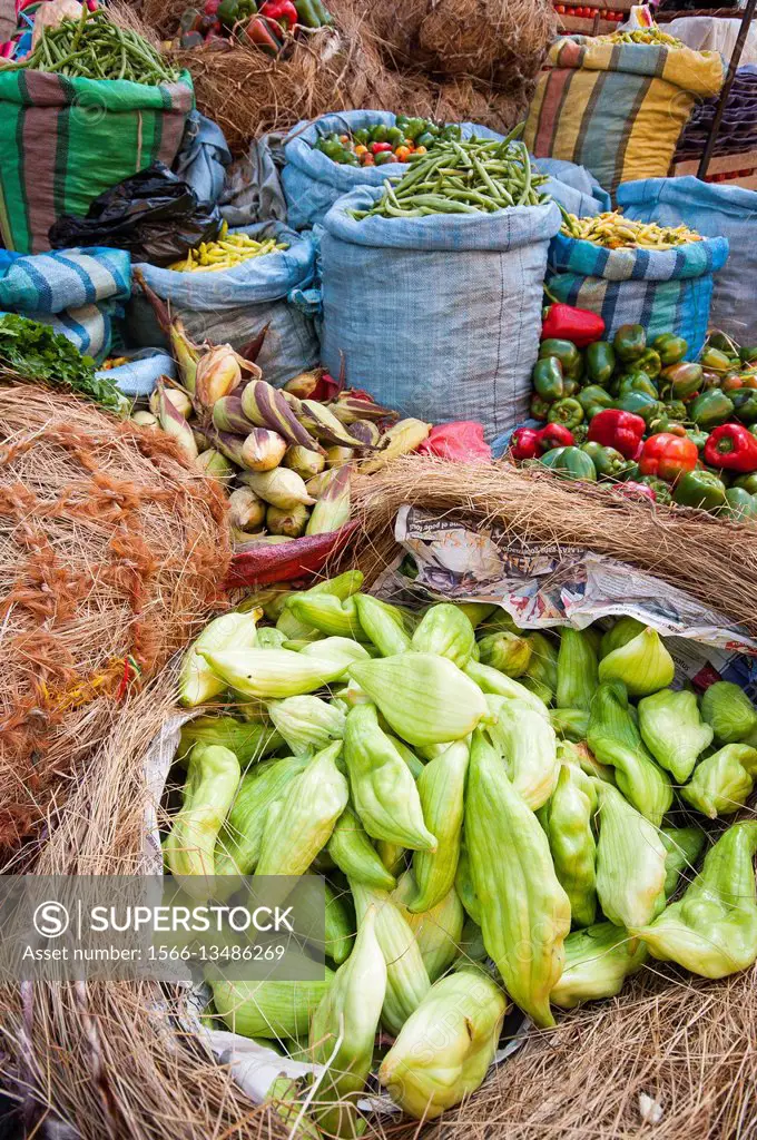 Vegetables in bolivian market. La Paz. Bolivia