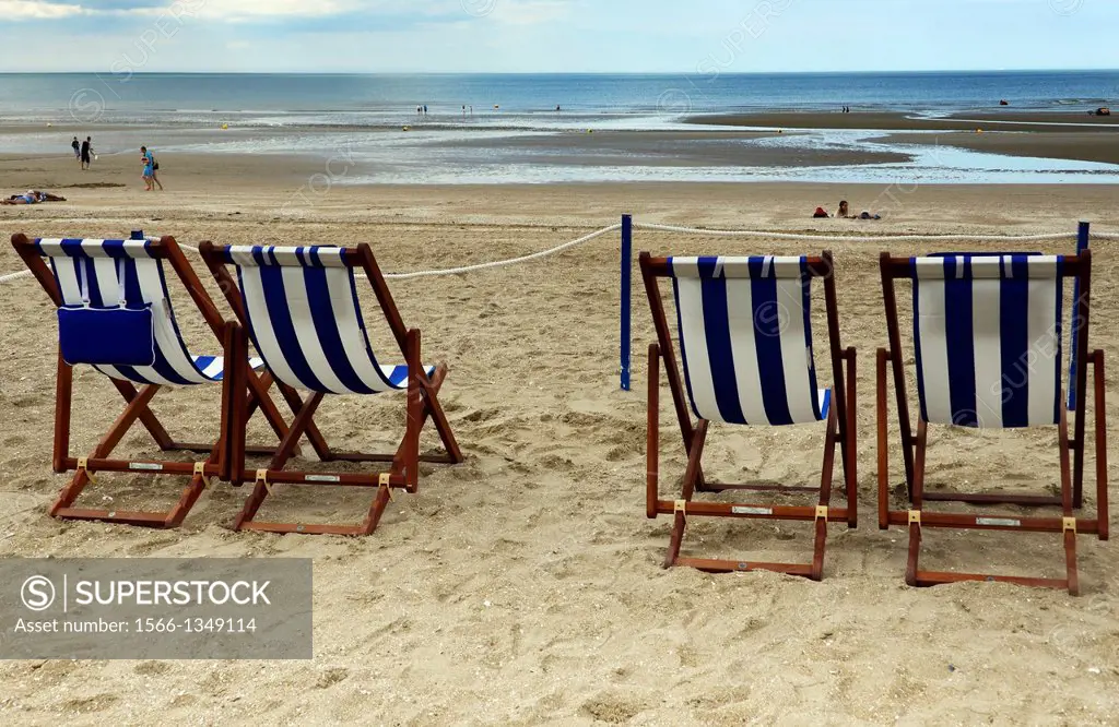 sandy beach, Atlantic Ocean, Cabourg, Calvados, Basse Normandie, Normandy, France.