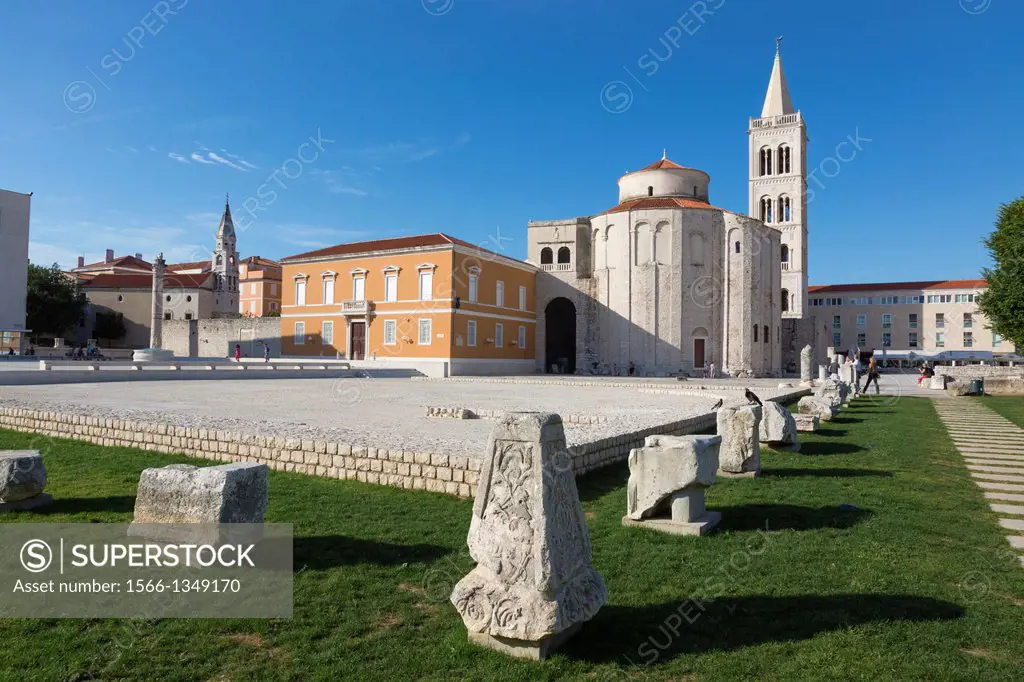 Roman forum with Sv Donat and Sv Stosija, Zadar, Croatia.