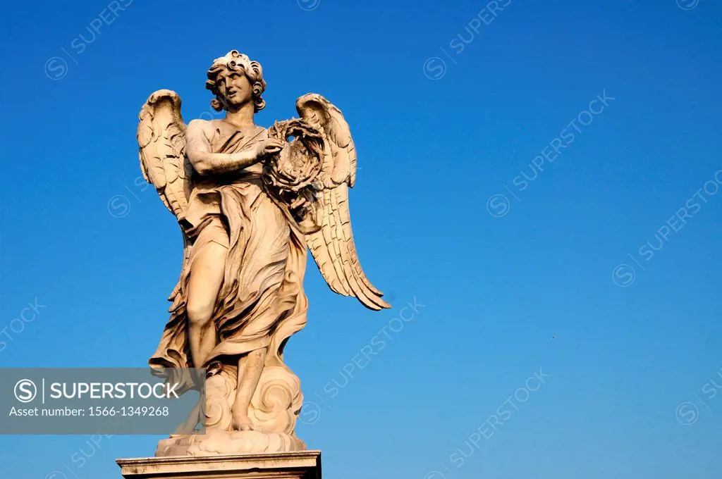 An angel with a crown of thorns on the Ponte Sant´Angelo in Rome