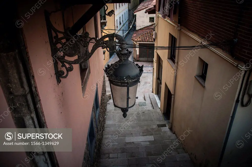 Image of a street lantern Ribadesella. Asturias. Spain.