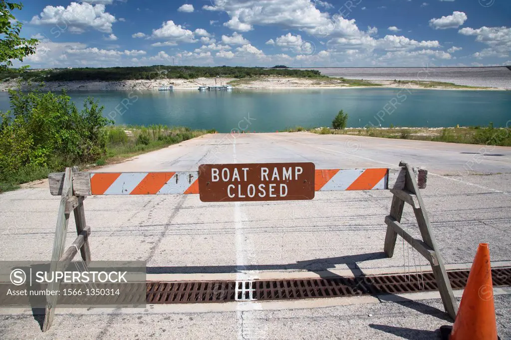 Austin, Texas - An extreme drought in Texas has lowered the water level in Lake Travis by nearly 60 feet. The lake is a reservoir on the Colorado Rive...