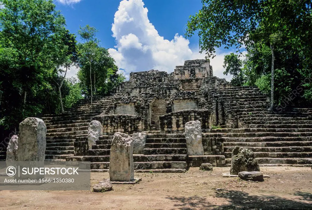 Mayan ruins. Structure IV. Calakmul. Mexico