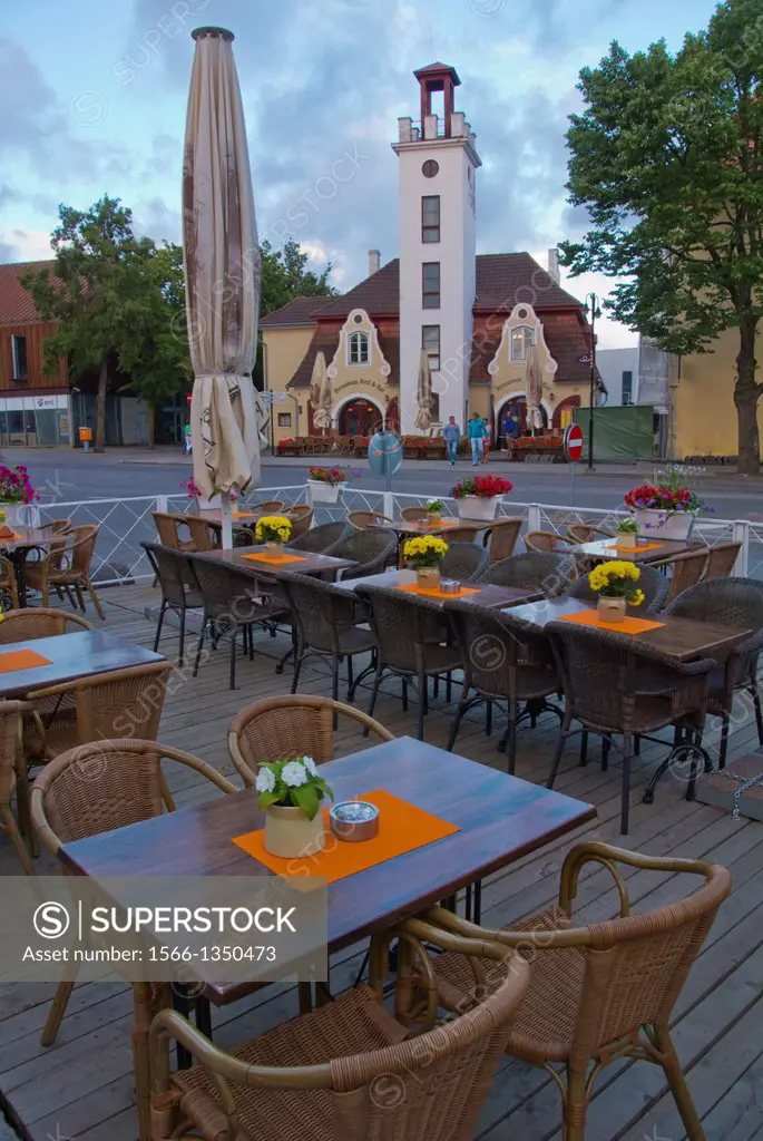 Terrace of Vaekoda restaurant Kuressaare town Saaremaa island Estonia northern Europe.