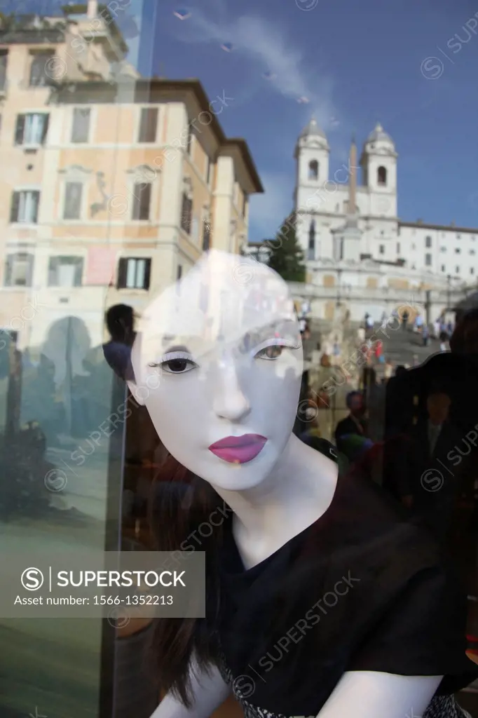 christian dior shop window by the spanish steps in rome italy.