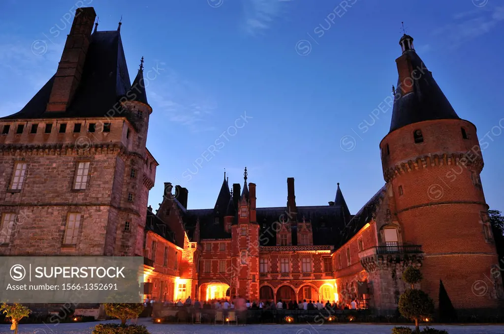 night lighting of the Chateau de Maintenon, Eure & Loir department, region Centre, France, Europe.