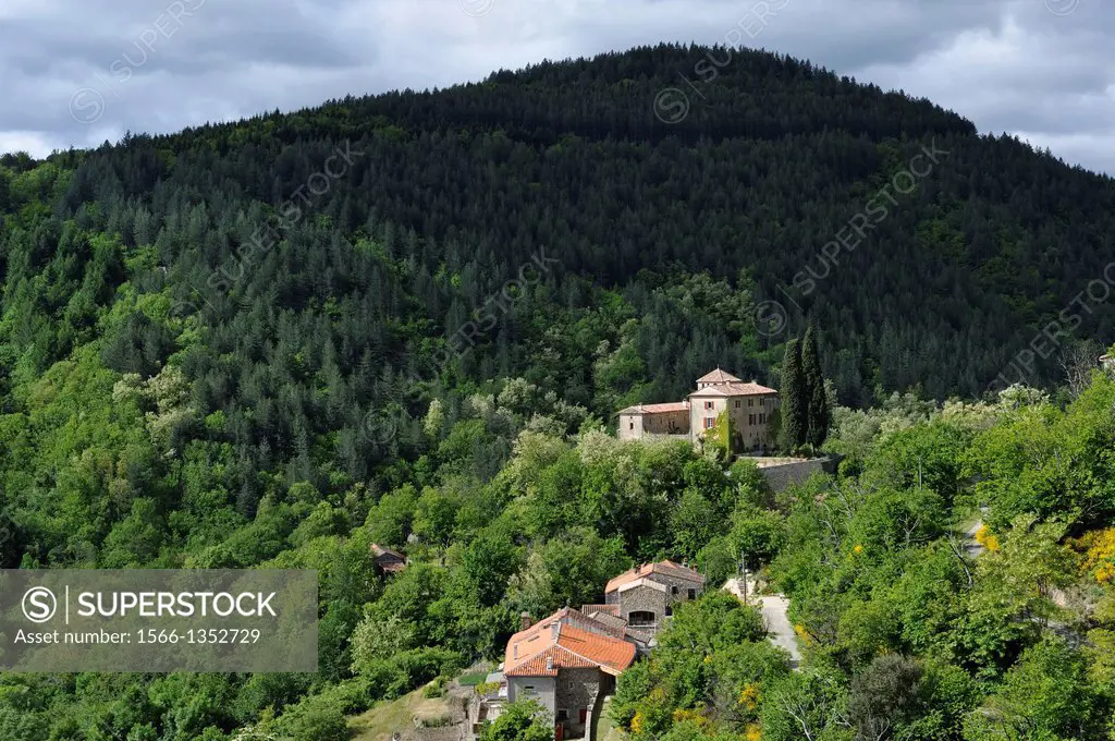 Castle of Mandagout, around Le Vigan, Cevennes Mountains Range, Gard department, Languedoc- Roussillon region, France, Europe.