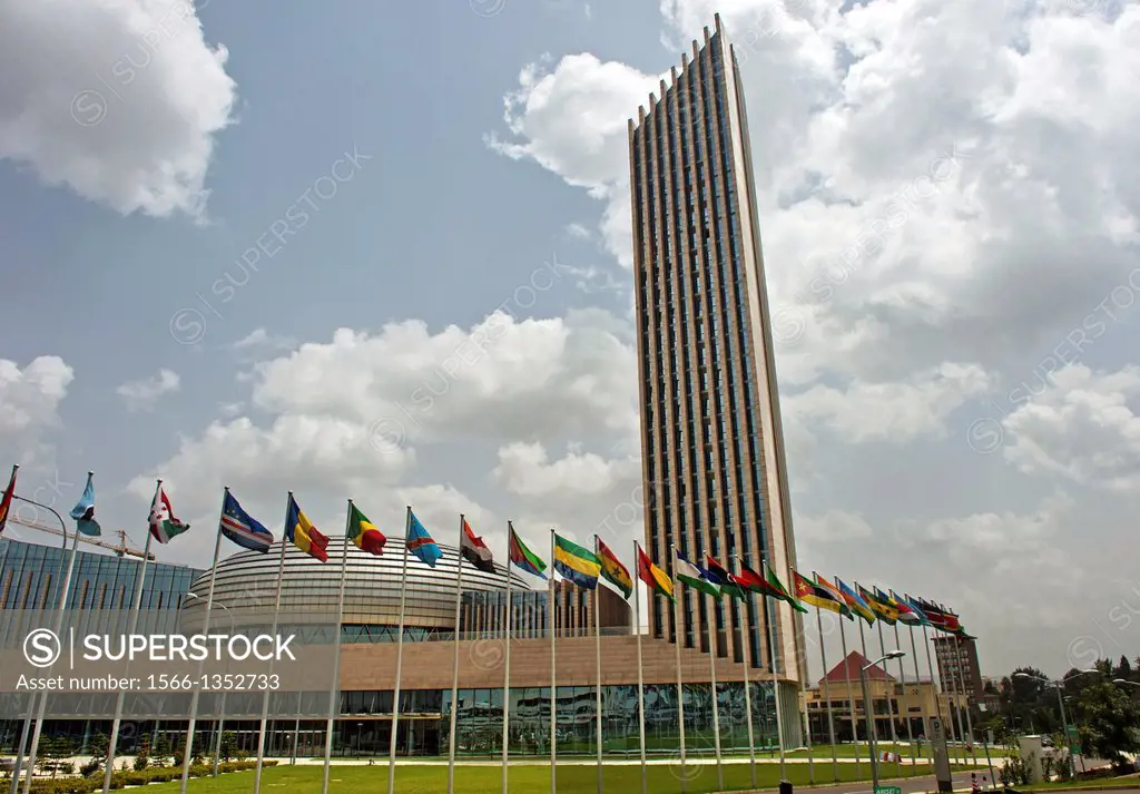 Skyscraper of the African Union Conference Center and Office Complex (AUCC), Addis Ababa, Ethiopia.