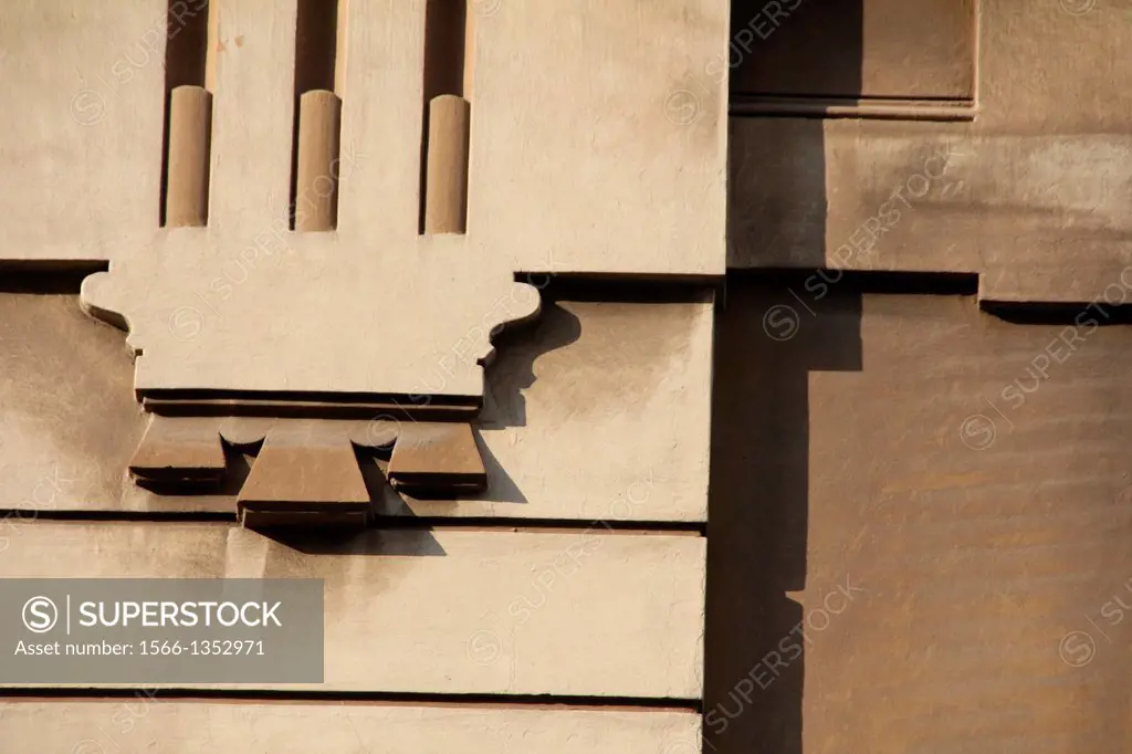 detail of design on building in rome italy.