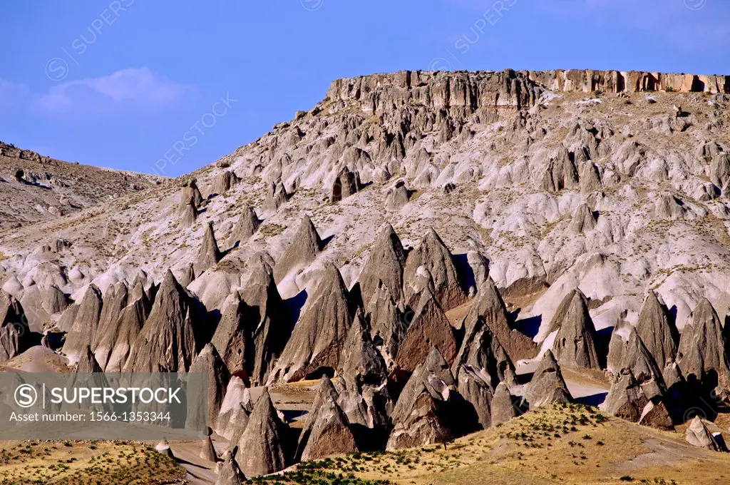 Cave Dwellings and Fairy Chimneys at Selime. Cappadocia, Central Anatolia, Turkey.