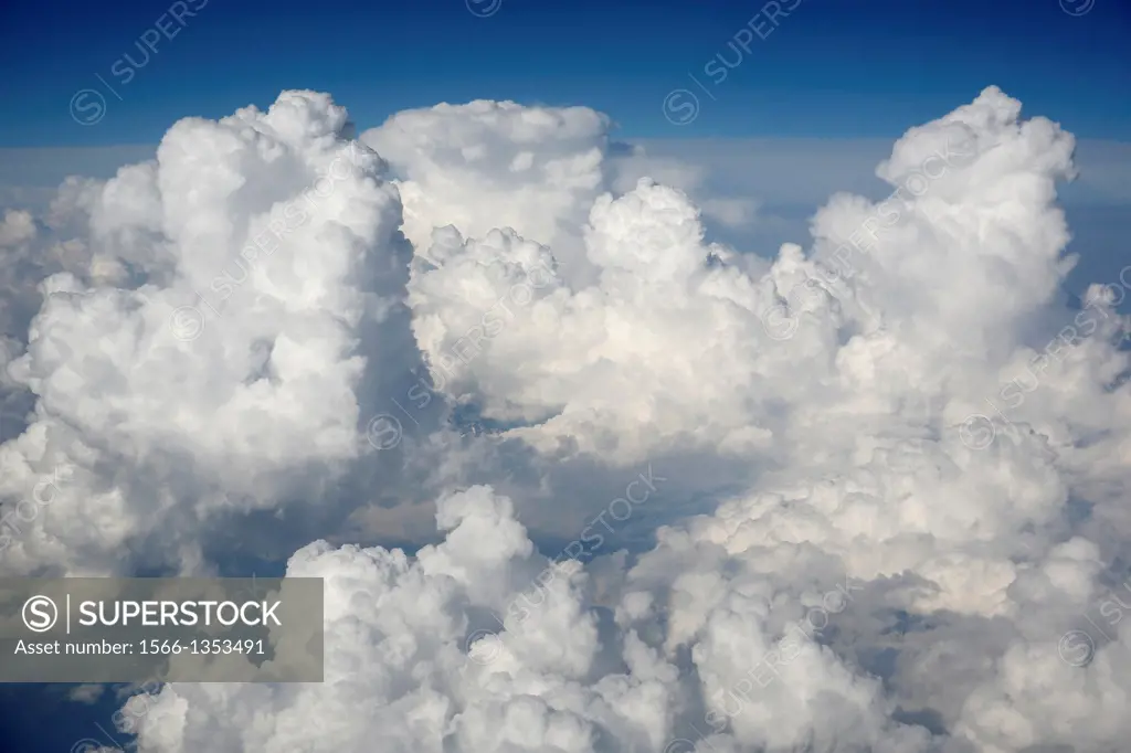 France, Clouds seen from a plane from Nice to Paris.