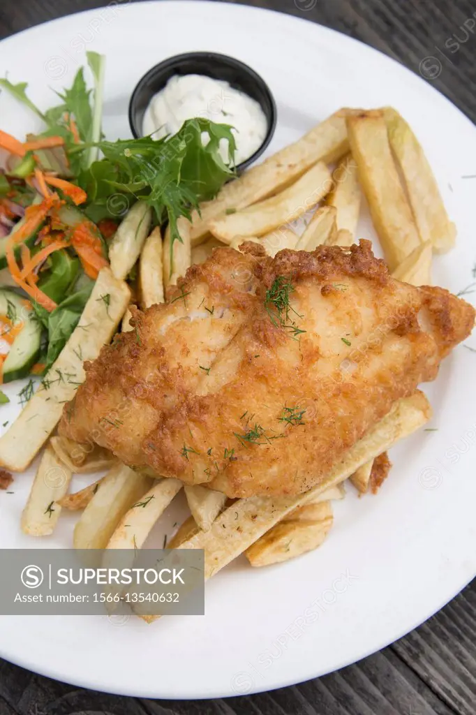 Close up of Traditional Fish and Chips.