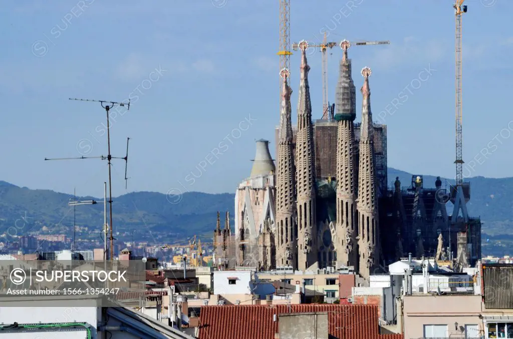 Sagrada Familia designed by the Catalan architect Antoni Gaudí. Barcelona, Catalonia, Spain.