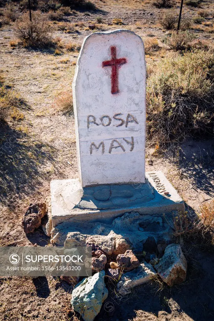 Grave of Rosa May (prostitute) outside the Bodie Cemetery, Bodie State Historic Park, California USA.