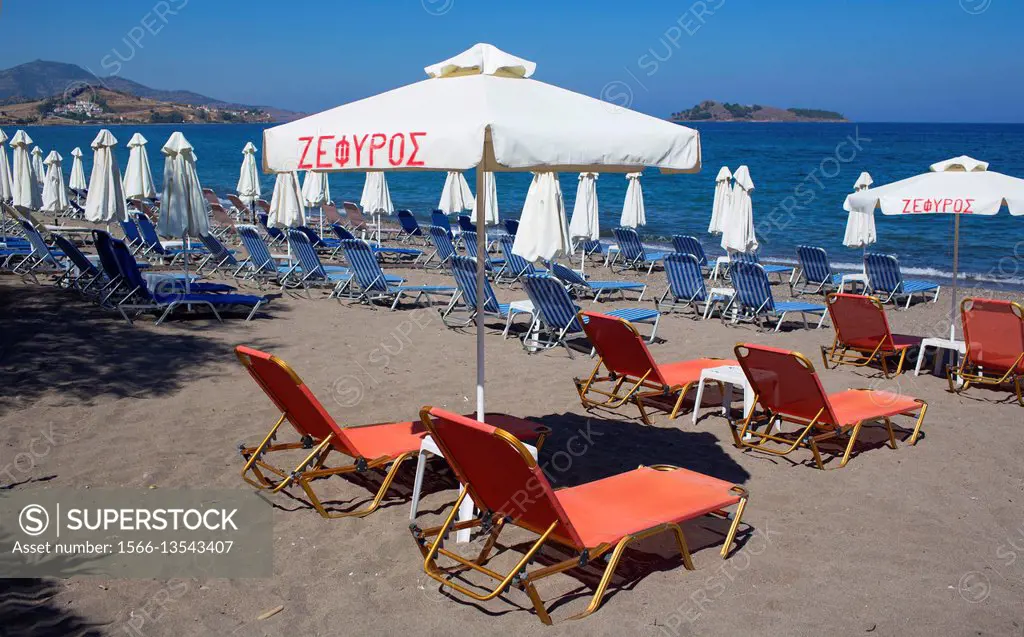 Empty beaches on Levbos, Greece due to the refugee influx.