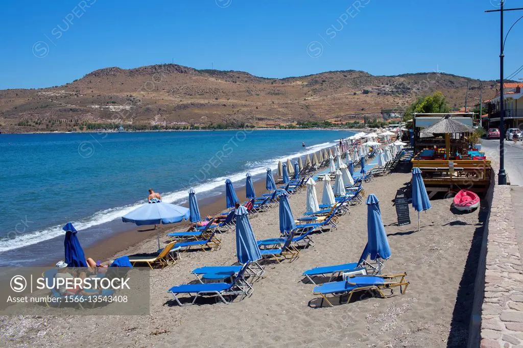 Empty beaches on Levbos, Greece due to the refugee influx.