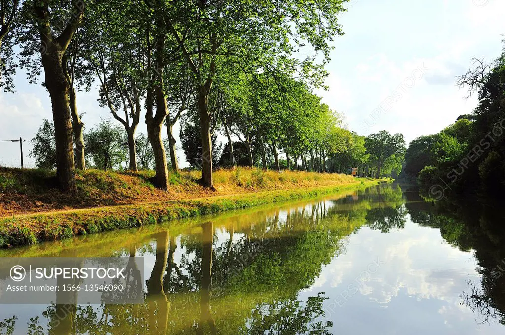 The Canal du Midi. Carcassonne, Aude department, Languedoc-Roussillon, France