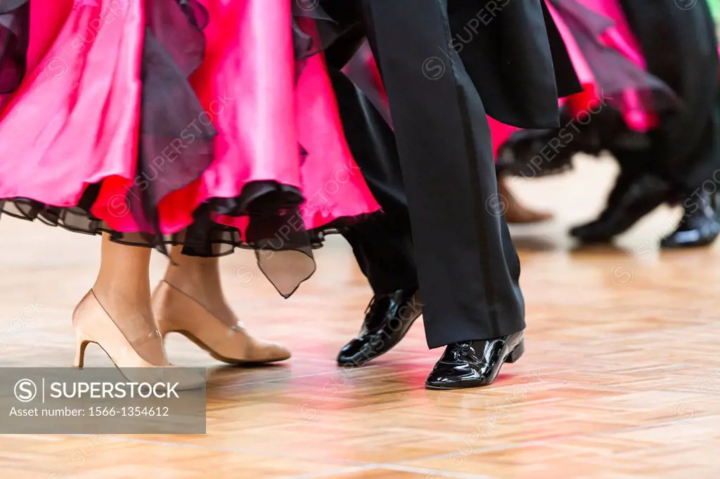 Couple at ballroom dancing at a dancing competition, Germany, Europe