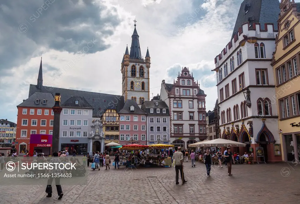 St. Gangolf church and market square in Trier (Treves), Rhineland-Palatinate, Germany, Europe