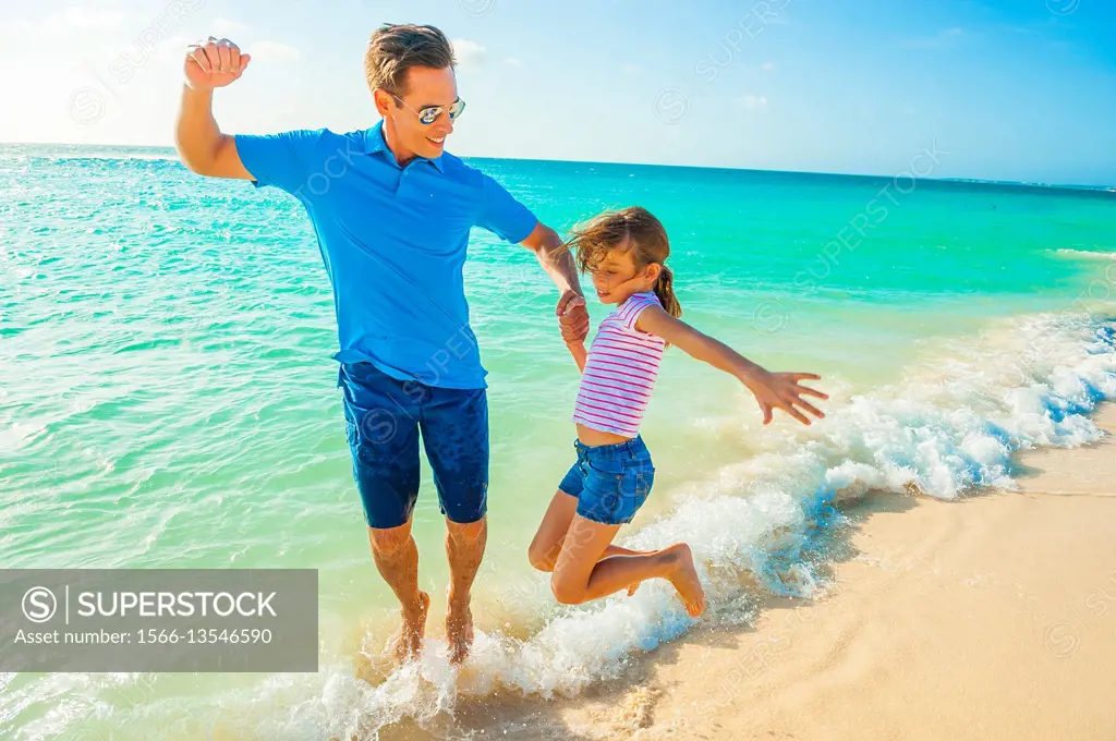 Family on the beach. Aruba, Caribbean