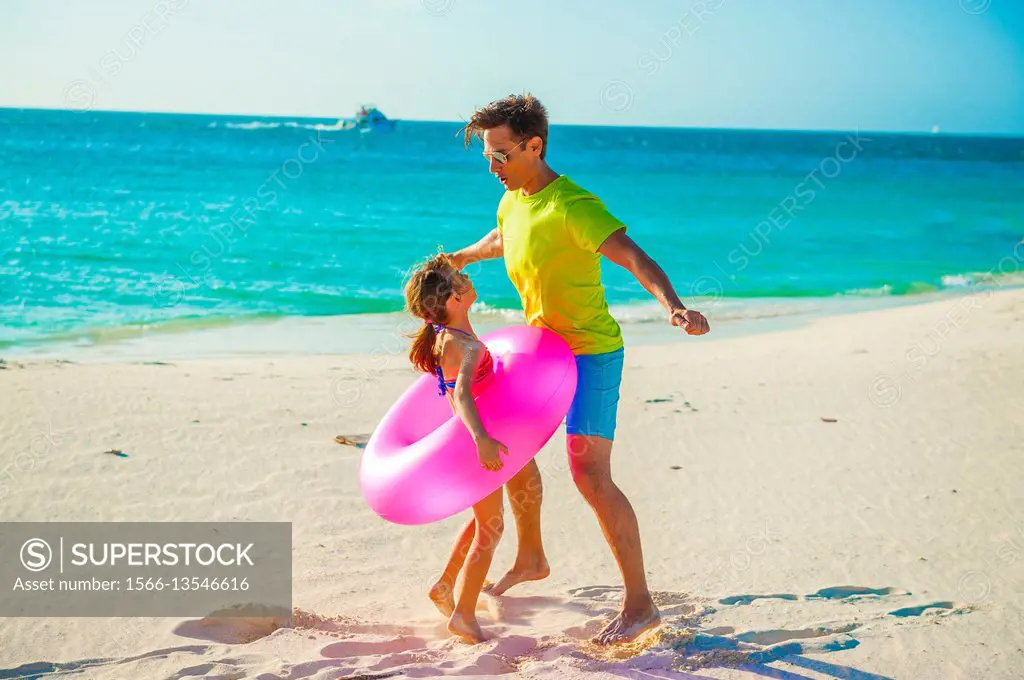 Family on the beach. Aruba, Caribbean