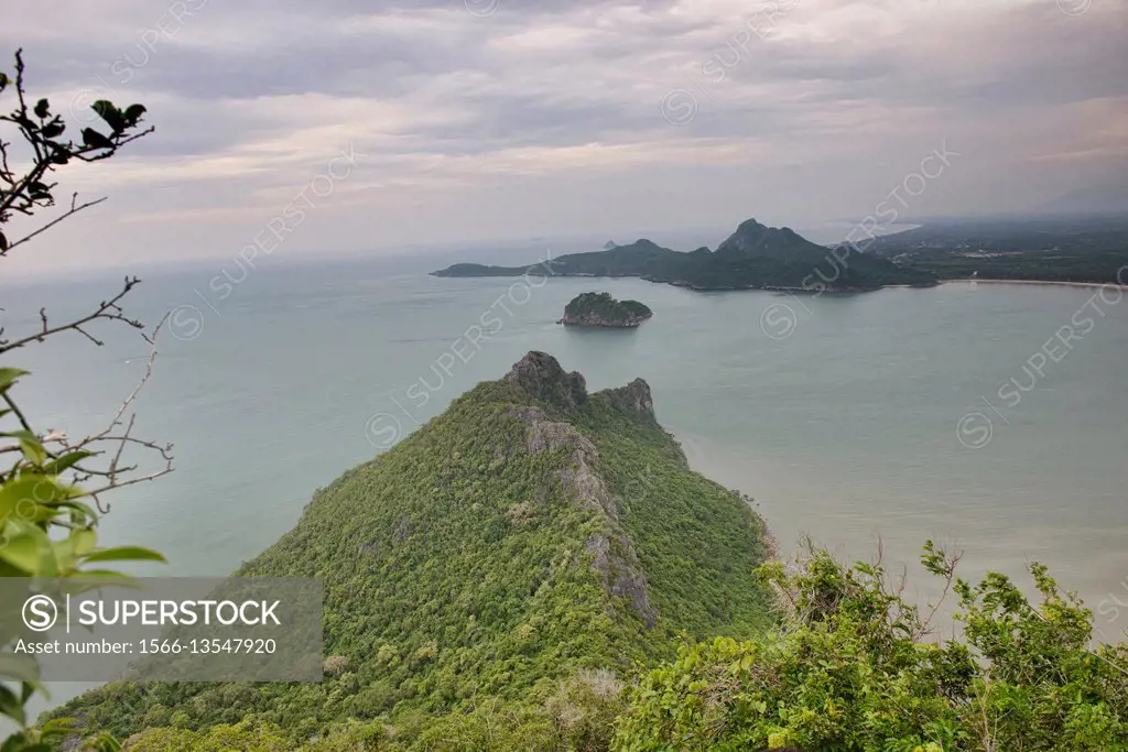 Beautiful view of the Gulf of Thailand from the summit of Khao Lom Muak, Prachuap Khiri Khan, Thailand.