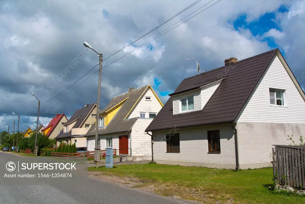 Detached homes suburb in Nooruse streett Kuressaare town Saaremaa island Estonia northern Europe.