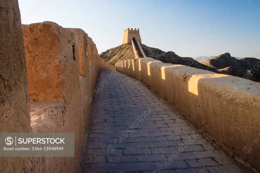 Western confine of the Great Wall at Jiayuguan, Gansu province, China, Asia.