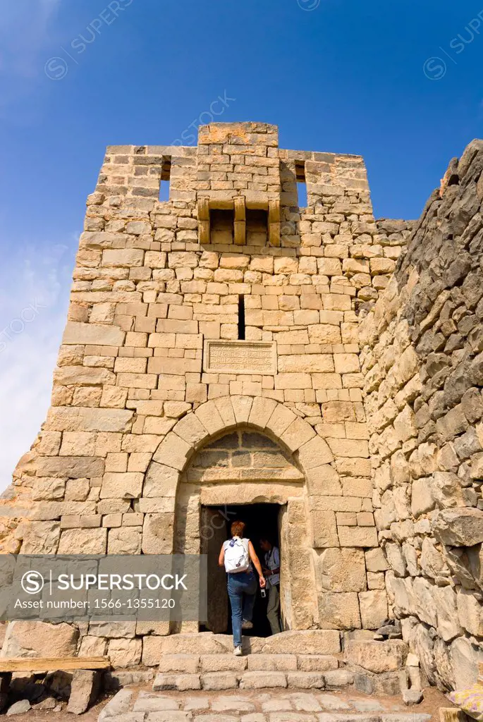 Main gate and fort walls, Qasr al Azraq Fort, T.E. Lawrence Head Quarter in 1917, Jordan, Middle East.
