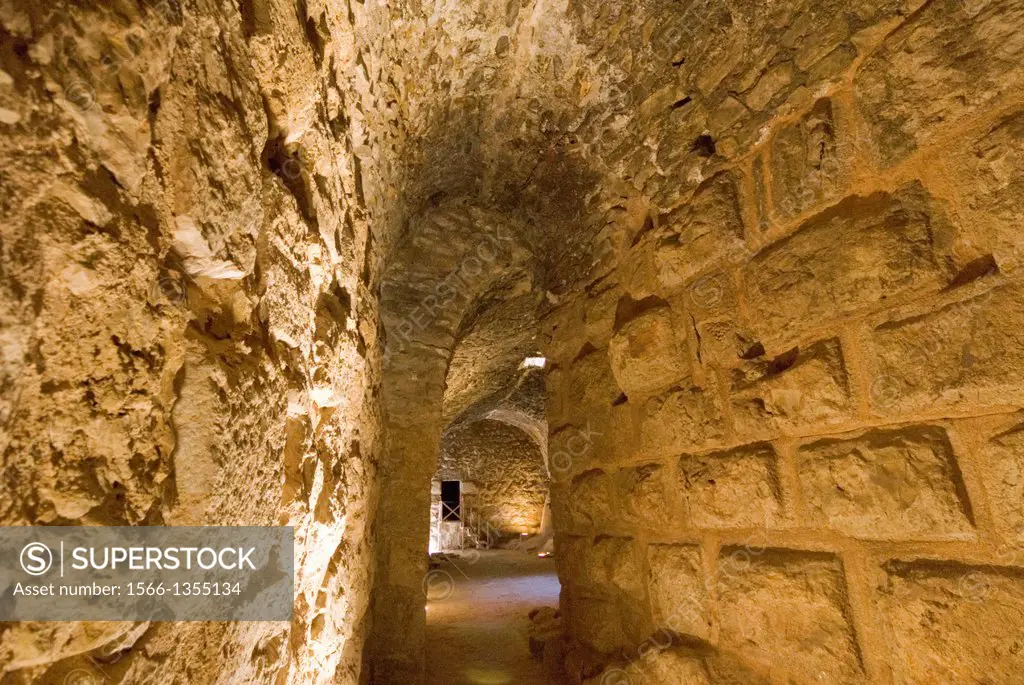 Interior of Muslim military fort of Ajloun, Jordan, Middle East.