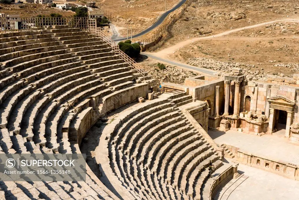 South Theatre, Jerash, Gerasa Roman Decapolis City, Jordan, Middle East.