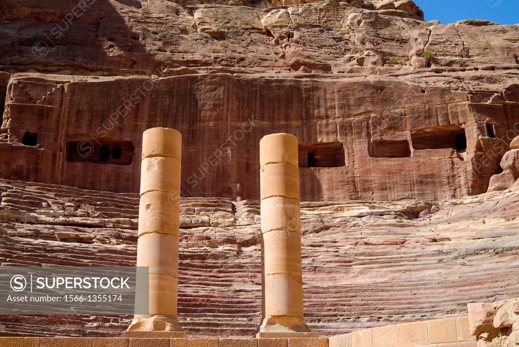 Roman Amphitheatre, Petra, UNESCO World Heritage Site, Jordan, Middle East.