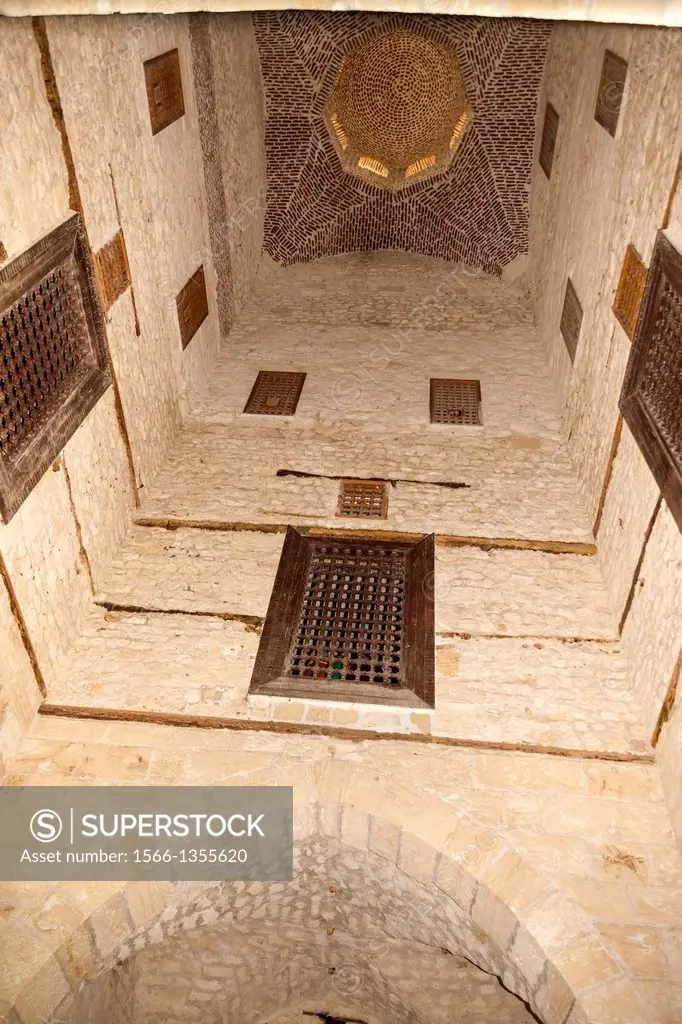 Wall and ceiling inside the Mosque within the Citadel of Qaitbay, Alexandria, Egypt.