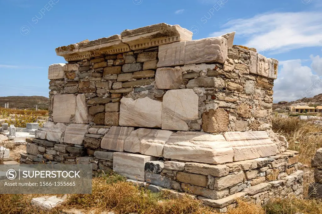 Poros Temple, Delos Archaeological Site, Delos, near Mykonos, Greece.