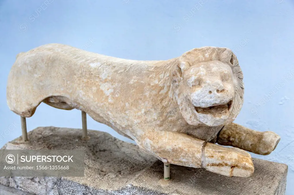 Stone carving of a lion, Delos Museum, Delos Archaeological Site, Delos, near Mykonos, Greece.