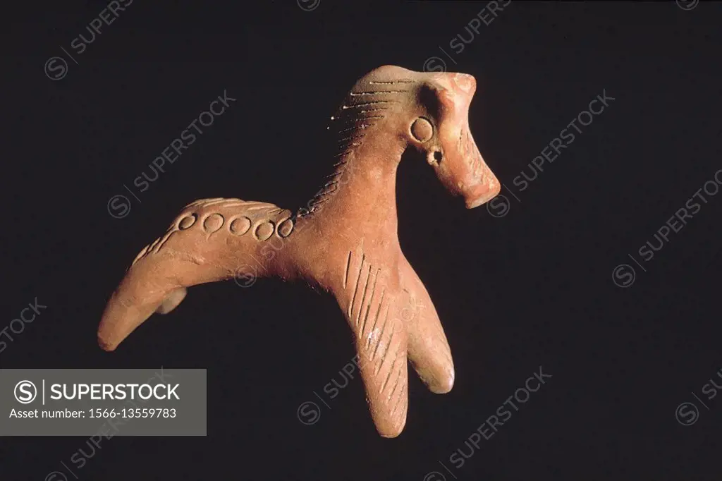 Terracotta toy horse. Buxer, India. Dated: 100-200 B. C.