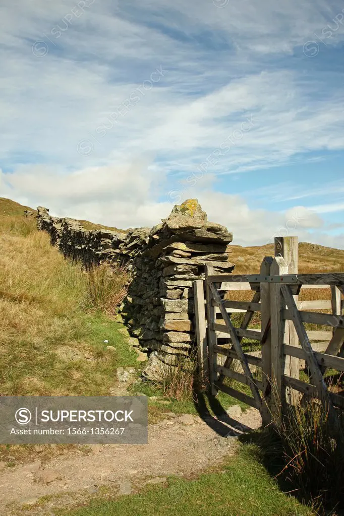A gate near to Nanny Lane near to Troutbeck in the English Lake District Cumbria England UK.