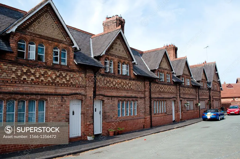 Row of almshouses, Lumley Place, Chester, Cheshire, UK.