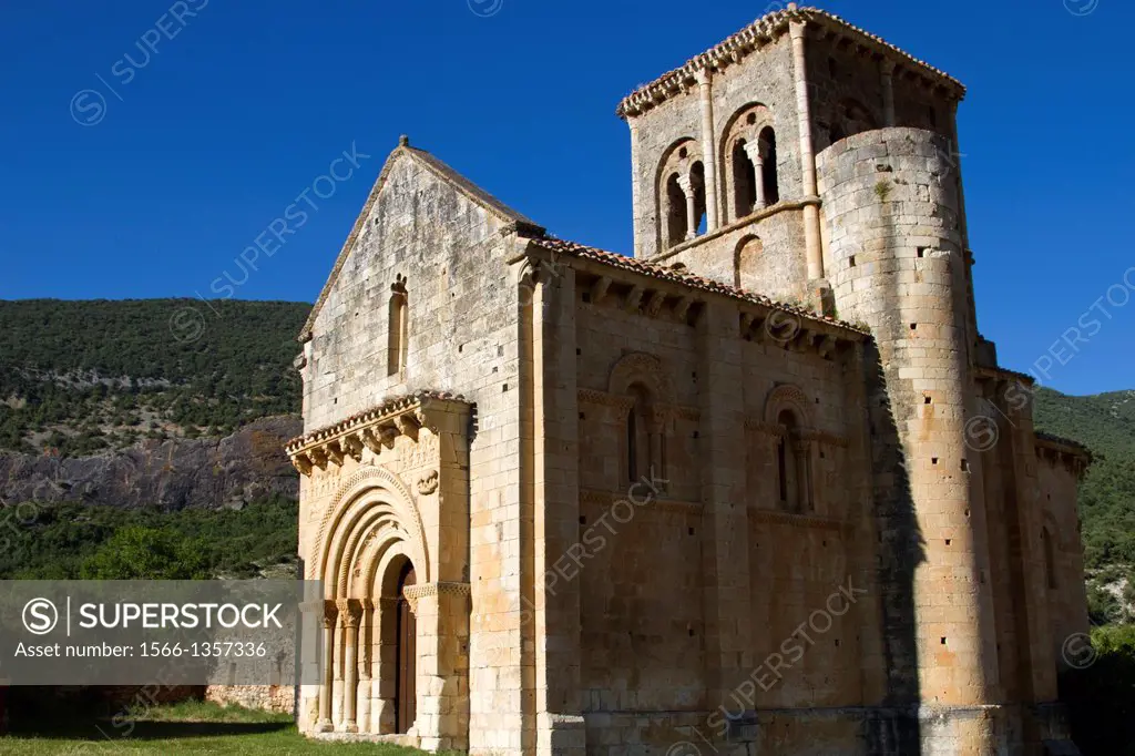 San pedro de Tejada romanesque church in Puente Arenas, Burgos province, Castilla-Leon, Spain.