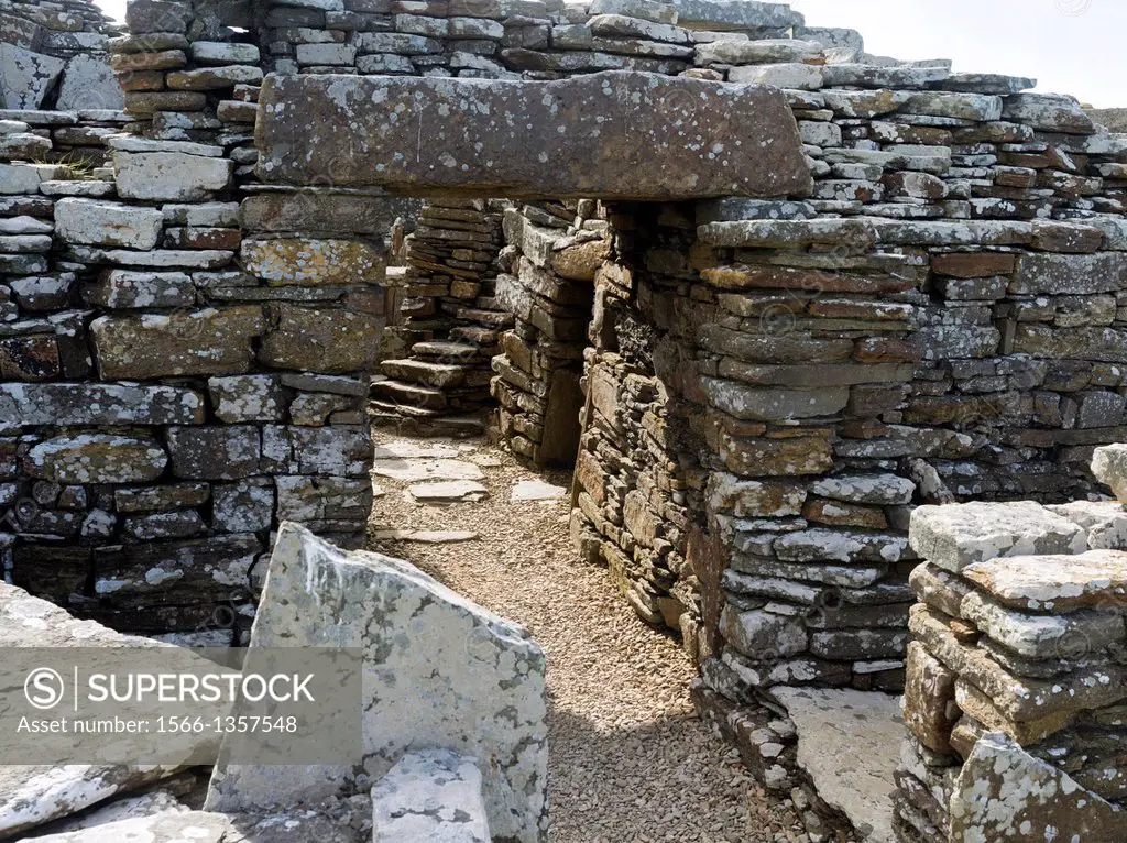 Broch of Gurness is an iron age broch village, which was inhabited even during pictish times. Brochs are typical iron age structures found only in Sco...