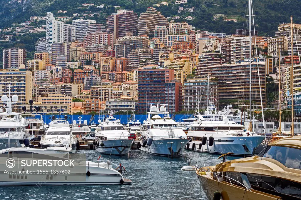 Principality of Monaco, Monte Carlo, Monaco Harbour, Cruise in Port Hercule.