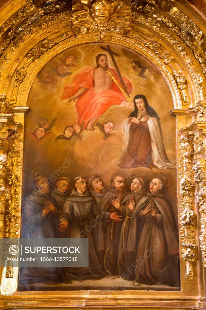 Religious painting with Santa Teresa, Convento de Santa Teresa, Avila, UNESCO World Heritage Site, Spain