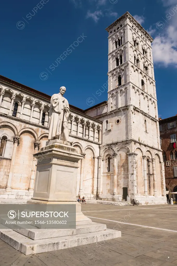 Statue of Francesco Burlamacchi, San Michele in Foro, Roman Catholic basilica church, Lucca, Tucscany, Italy.