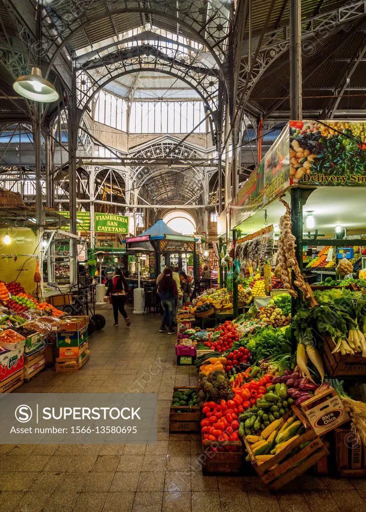Argentina, Buenos Aires Province, City of Buenos Aires, Interior view of the San Telmo Market.
