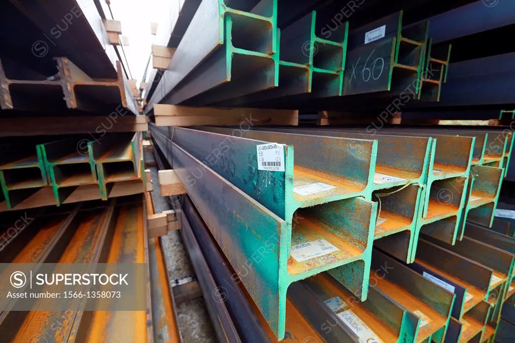 Steel Girders, Siderurgical products, Pasajes Port, Gipuzkoa, Basque Country, Spain.